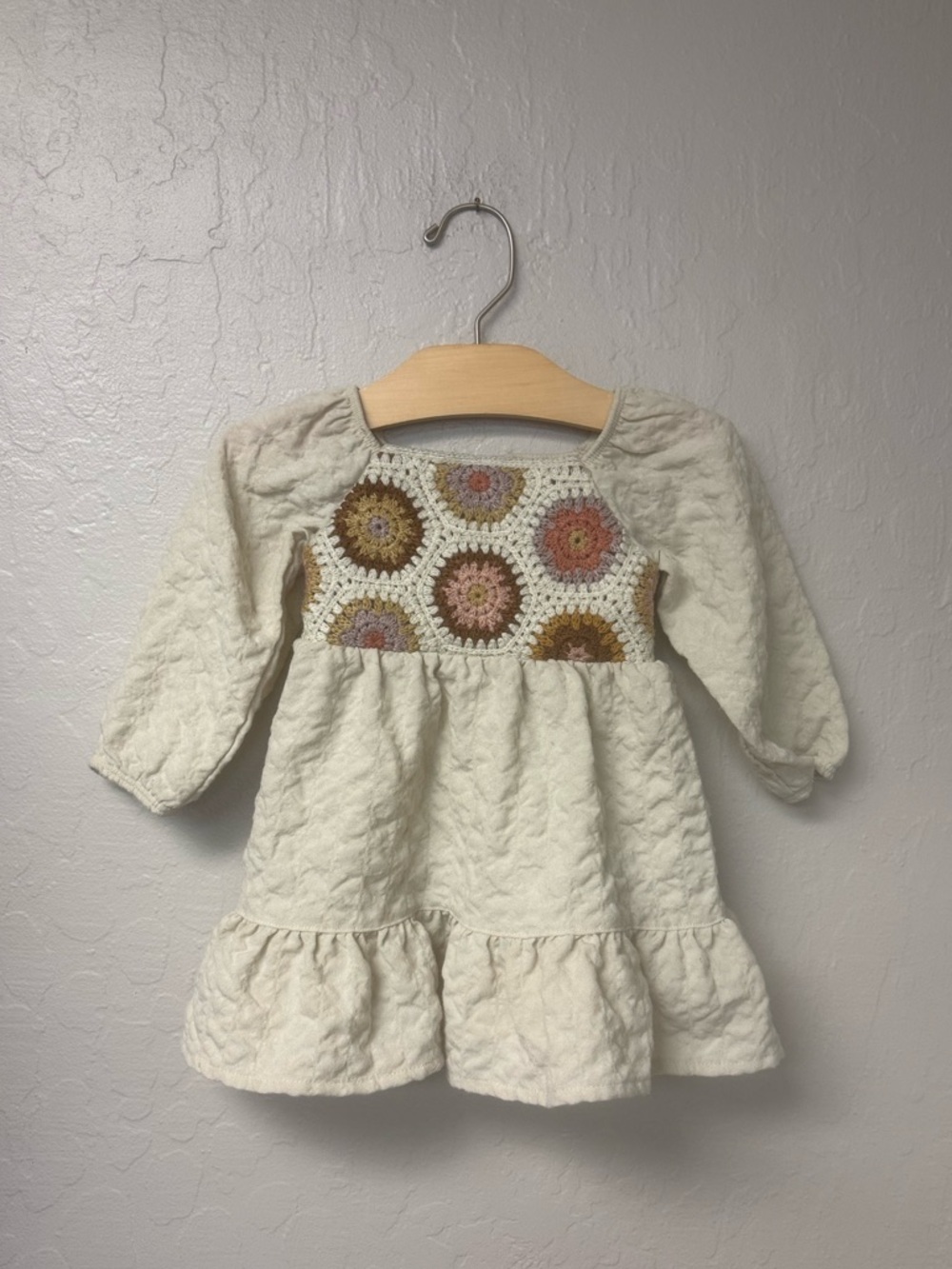 $16 ADD ON Little Co. dress crochet granny‎ square baby romper 12-18M ZARA h&m